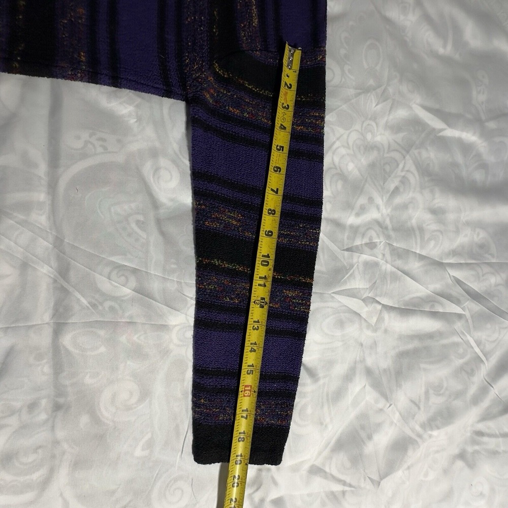 Amanda Smith Women M Full Zipper Knit Sweater Purple Multi Colored Stripes - Picture 4 of 10